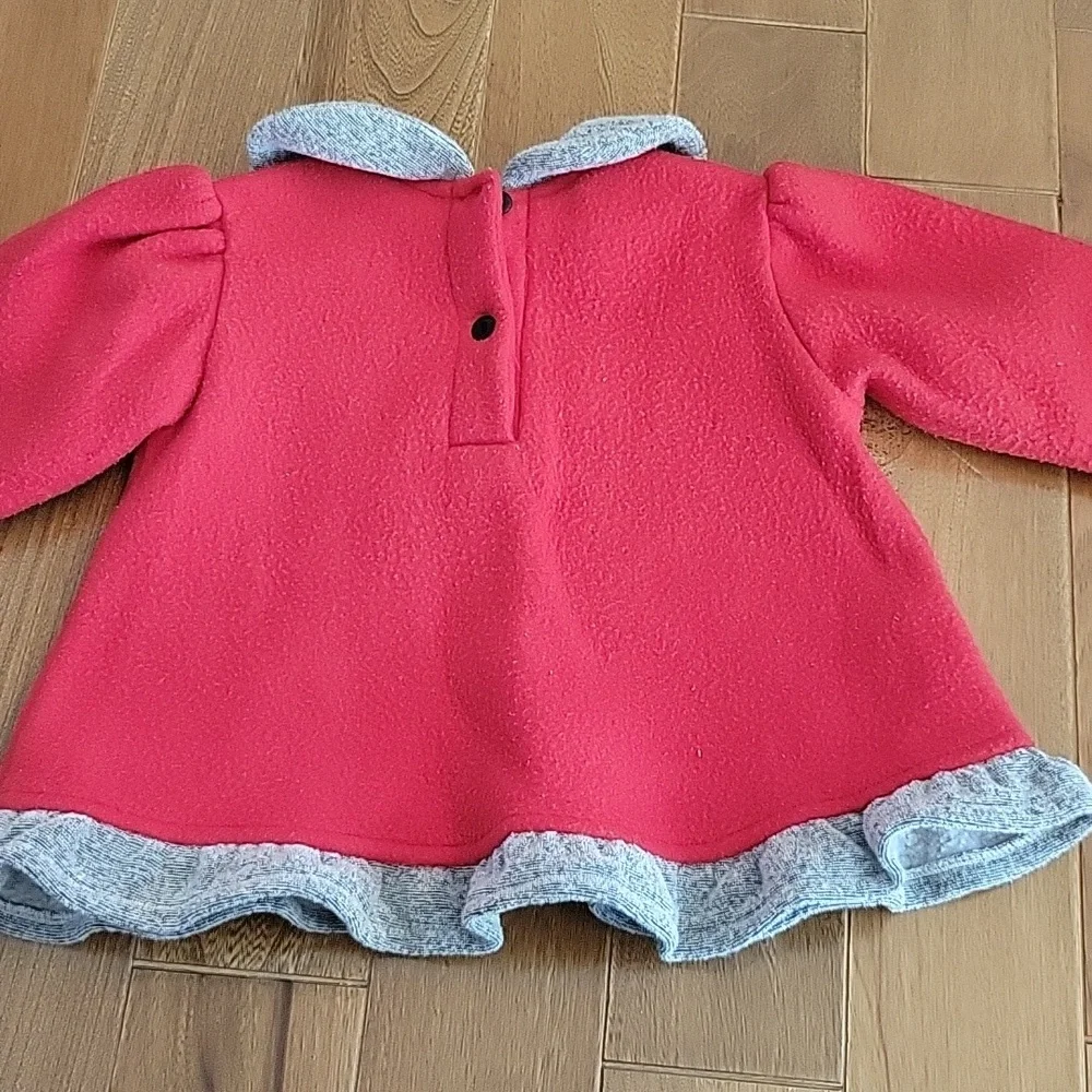 Girls Vintage Sesame‎ Street Fleece Dress Collared Cat Red Gray 1999 - 12 Month